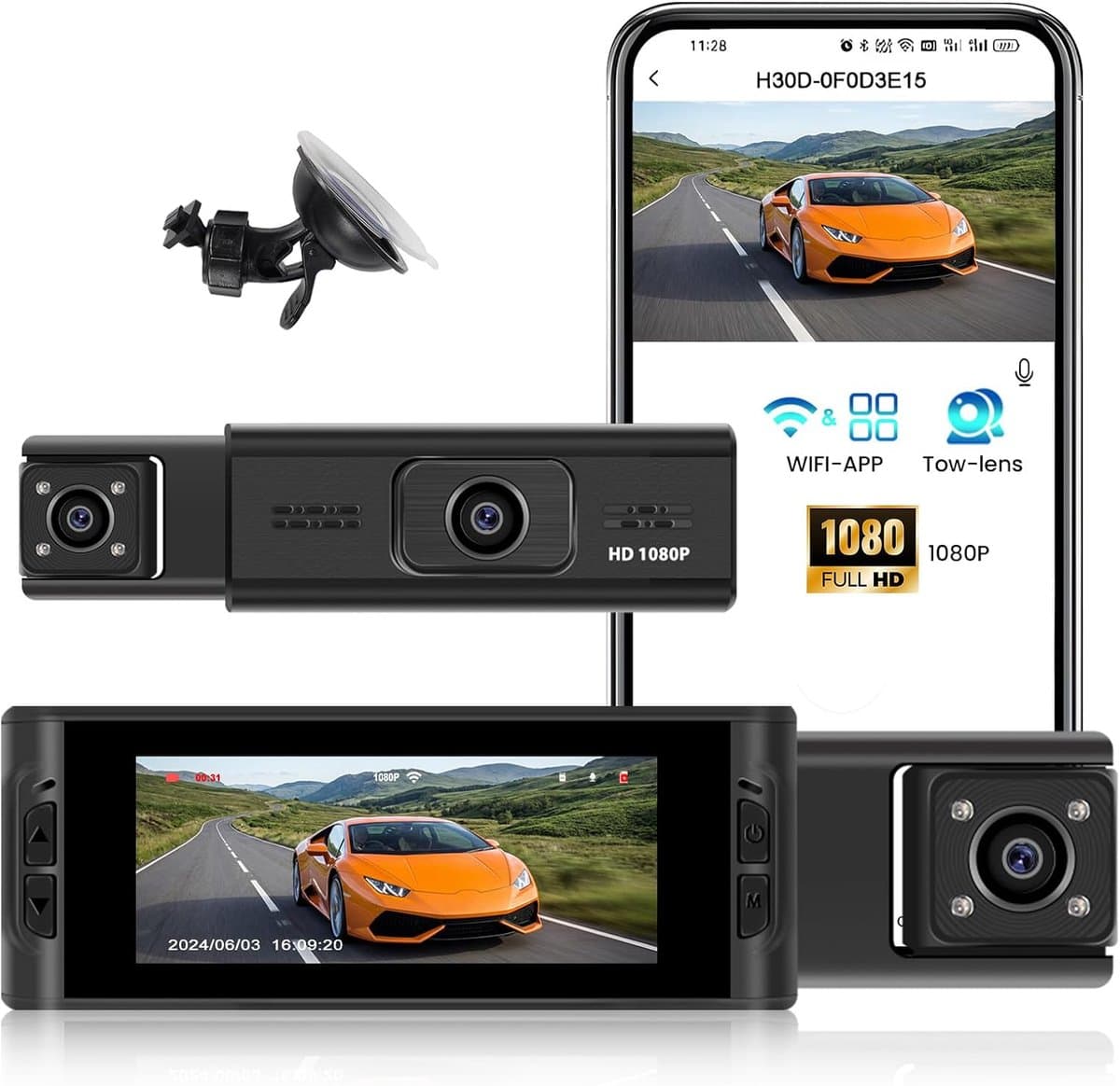 Dashcam voor de Auto - Autocamera - Rijrecorder - Rijden — afbeelding 1