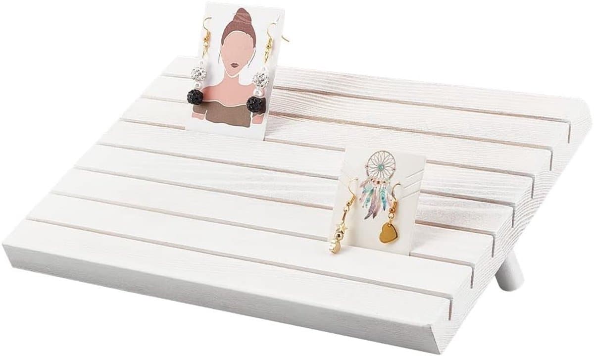 7 Slots Houten Oorbellen Display Stand, Oorbellen Kaart Houder met 2 Afneembare Pinnen, Organisator voor Sieraden en Oorbellen, 29x19cm — afbeelding 1