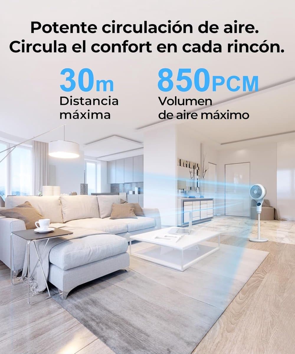 Staande Ventilator - Luchtcirculator - Ruimte Koelen - Stille Werking 28dB - 91cm Hoog - Wit — afbeelding 1