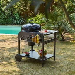 sweeek - Ronde houtskoolbarbecue van geëmailleerd staal ø53cm grill met karretje - maurice — thumbnail 4