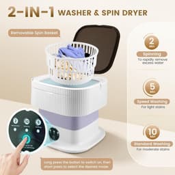 Mini Wasmachine met Centrifuge - Voor Kleine Wasgoed - Meerdere Programma's - huishoudapparaat — thumbnail 5