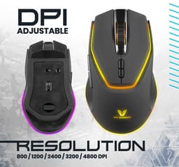 Volkano Gaming Phoenix - Gaming muis - Draadloze muis - Bluetooth - 2.4 Ghz - RGB - 4.800 DPI - 7 Knoppen - Zwart — thumbnail 5