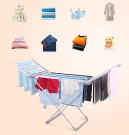 Opvouwbaar droogrek - Wasdroger rek - Kleding drogen - Elektrisch verwarmd - 16 kg capaciteit - Zilver — thumbnail 4