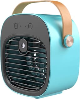 Mobiele Airco Alternatief - Mini Aircooler met Water - Draagbare Koelventilator met 4000 mAh Batterij - Tafelventilator en Luchtkoeler voor Bureau, Slaapkamer, Auto en Kamperen - 3 Windsnelheden - Type-C - 128ML -blauw — thumbnail 1