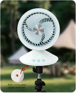 Tafelventilator - Draagbare ventilator - Luchtcirculatie thuis - 4 snelheden met nachtlicht - 160x215mm - Grasgroen — thumbnail 5