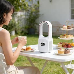 Bladloze Ventilator - Tafelcirculator - Persoonlijke Koeling - Warm en Koud - 38x13x38 cm - Wit — thumbnail 2