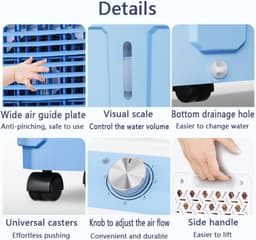 Mobiele Airco - Draagbare Koeler - Ruimte Koelen - Grote Hoek Zwenking - 80 cm - Wit — thumbnail 5