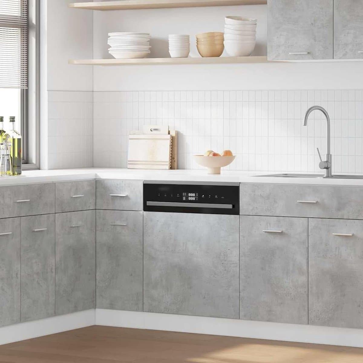 Vaatwasser frontpaneel - Keuken paneel - Keuken integratie - Betongrijs design - 45 cm breed - Betongrijs — afbeelding 1