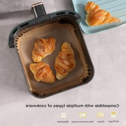 Bakingpapier voor Airfryer - 100 Stuks, 16x16 cm, BPA-vrij, Waterdicht en Vetvrij, Ideaal voor Bakken en Koken — thumbnail 6