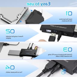 USB 3.0 naar IDE/SATA Hard Drive Adapter voor 2.5" en 3.5" HDD, 5Gbps, Compatibel met Windows en Linux, Met Voedingsschakelaar — thumbnail 4