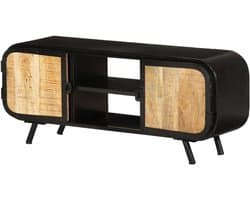 Tv-kast Mangohout - Tv-meubel Opbergkast - Media Opbergen - Handgemaakt Uniek - 110 x 30 x 45 cm - Bruin