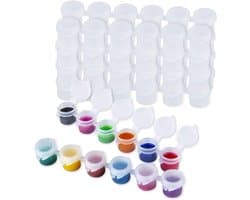 60 Mini Lege Verfpotjes van 2ml met Deksel, Plastic Opbergtray voor Verf en Kunstbenodigdheden