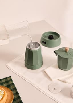 Elektrisch Koffiezetapparaat - Percolator Moka - Verse Koffie Maken - Warmteopslag Aluminium - 300 ml 6 Kopjes - Saliegroen — thumbnail 2