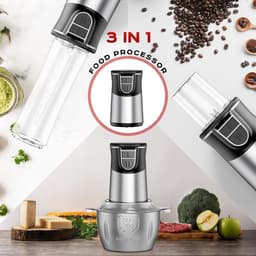 Elektrische Hakmolen - Keukenmachine - Maalt Eten - 3-in-1 Functionaliteit - 2 Liter Kom - Zilver — thumbnail 2