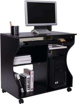 Compact Bureau - Schrijftafel - Computerbureau - Bureautafel - Bureau - Verrijdbaar - 80 x 48 x 76 cm - Zwart — thumbnail 1