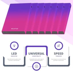 Externe harde schijf - Draagbare opslag - Bestanden opslaan - Plug-and-play - 1 TB - Meerkleurig — thumbnail 2