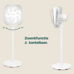 VONROC Vloerventilator - 3 snelheden – incl. afstandsbediening - timer - verstelbaar in 3 hoogtes - wit — thumbnail 4