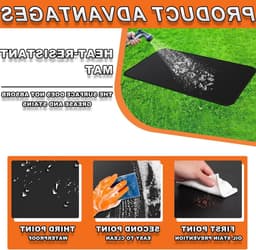 Buiten Grillmat en Dubbelzijdige Vuurvaste Grillmat - Zwarte Beschermmat met Drie Laag en Vloeibare Silicoon Coating voor BBQ en Keuken (60x40cm) — thumbnail 2