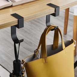 4PCS Kantoor Computer Bureau Aluminium Haak Klem op Bureau Hoofdtelefoon Houder - Rugzak Haak - Voorzien van een handige plek om Headset op te hangen (voor 2cm dikte) - Zwart — thumbnail 2