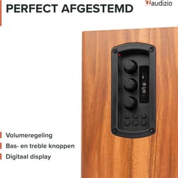 Boekenplank speakers - Audizio BS15 - Actieve speakerset met Bluetooth - HiFi speakers - 60W - Houtlook — thumbnail 5
