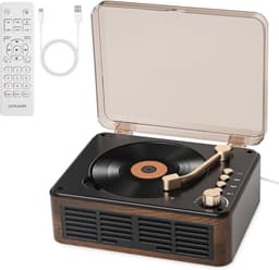 Bluetooth CD Speler - Ondersteuning voor CD/Bluetooth/MicroSD-kaart/USB/AUX - Ingebouwde Speaker - Bruin — thumbnail 1