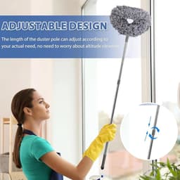Ventilator Reiniger - Stoffer met steel - Hoge plekken poetsen - Flexibele kop - Tot 100 cm - Grijs — thumbnail 4