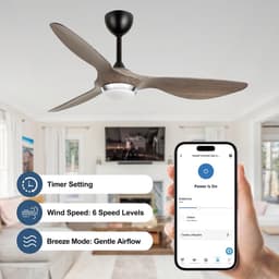 Slimme Plafondventilator - Ventilator met licht - Comfort in huis - Omkeerbare stille motor - 132 cm - Donkergrijs — thumbnail 2