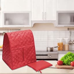 Keukenmixerhoes - Blenderhoes Opbergtas - Keuken Organisatie - Gewatteerd Polyester - 45x31x27cm - Zwart Rood — thumbnail 2