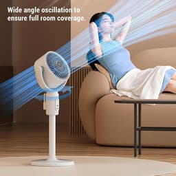 Staande Ventilator - Luchtcirculator - Comfort Verhogend - Met Afstandsbediening - Verstelbare Hoogte - Wit — thumbnail 3