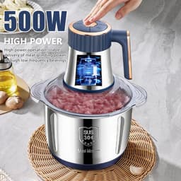 Elektrische Keukenmachine - Keukenmolen Voedsel - Snel Ingrediënten Hakken - Krachtige 500W Motor - 5 Liter Kom - Zilverkleurig — thumbnail 4