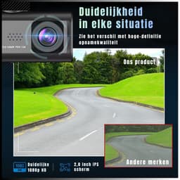QUOVO® Dashcam voor Auto voor en Achter - Achter Draadloos - HD Night Vision - Zwart - 7cm x 15cm x 11cm — thumbnail 4