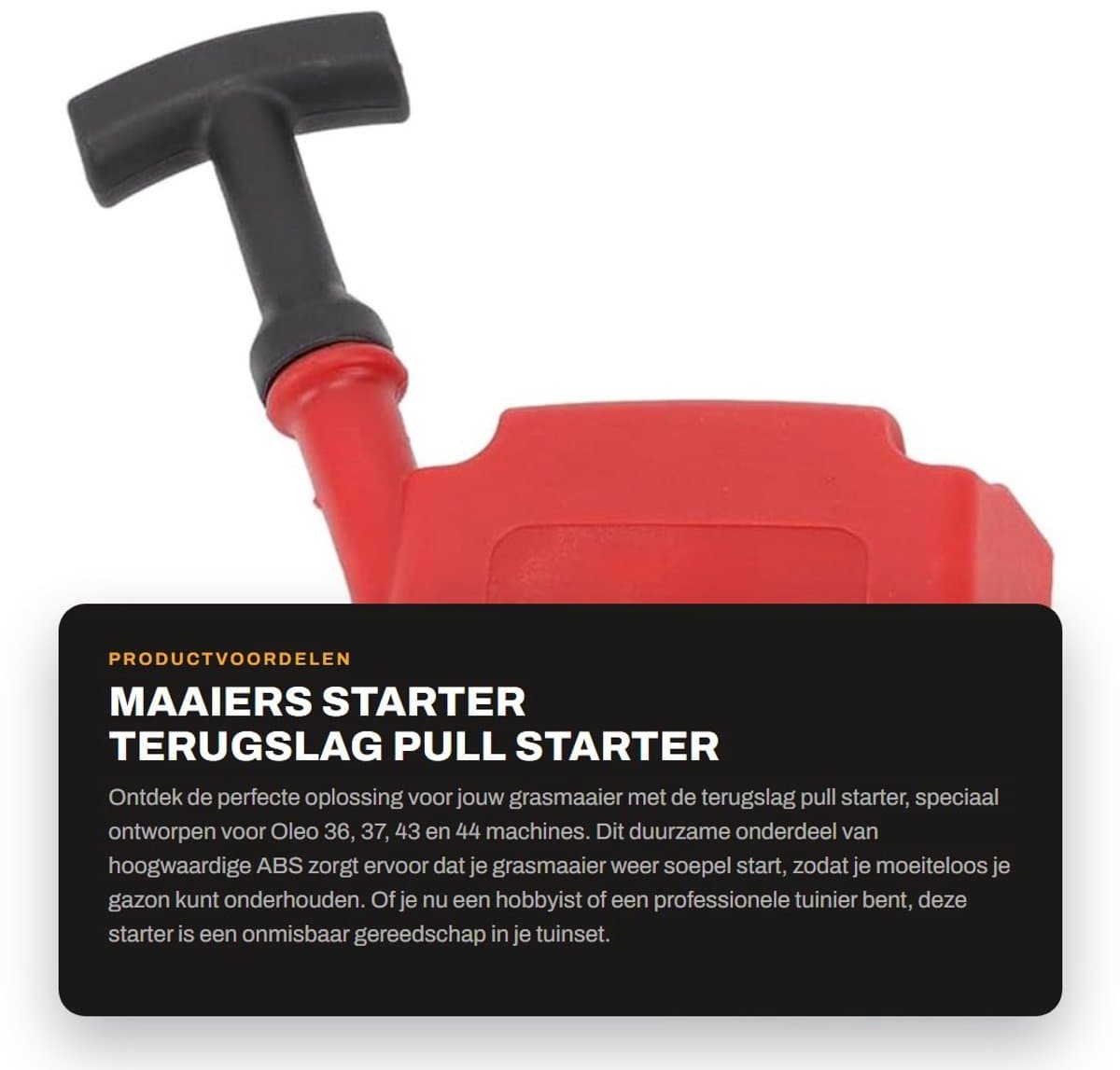 Dailygoods- Startkoord voor Oleo 36/37/43/44 - Tuingereedschap - Terugslag Pull Starter - ABS Materiaal - Stabiele Prestaties - Lichtgewicht 185g - Terugslagstarter — afbeelding 1