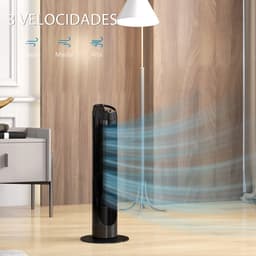 TEKROA® Torenventilator - Stille Staande Ventilator met 3 Snelheden - 70° Oscillatie 45W - Voor Woonkamer & Kantoor - Zwart — thumbnail 2