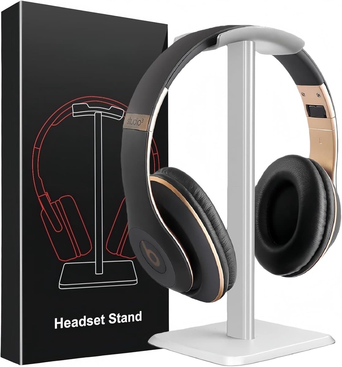 Headset Stand - Gaming Headphone Holder - Over-Ear Headphones - Hoofdbellen Haak met Anti-Slip TPU Silicone (Zilver) — afbeelding 1