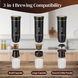Weelora Espressomachine - Draagbare Koffiemachine - Espresso Machine - Espresso Apparaat - Draadloos - Voor Thuis En Onderweg - 3-in-1 Capsule - Poederkoffiezetapparaat - Kleur Zwart — thumbnail 3