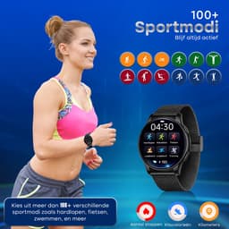 Evy24 Smartwatch Pro 42mm - Smartwatch Dames - Horloge met Belfunctie - Sporthorloge Dames - AMOLED - Bloeddrukmeter - Stappenteller - Android en iOS - Zwart — thumbnail 4