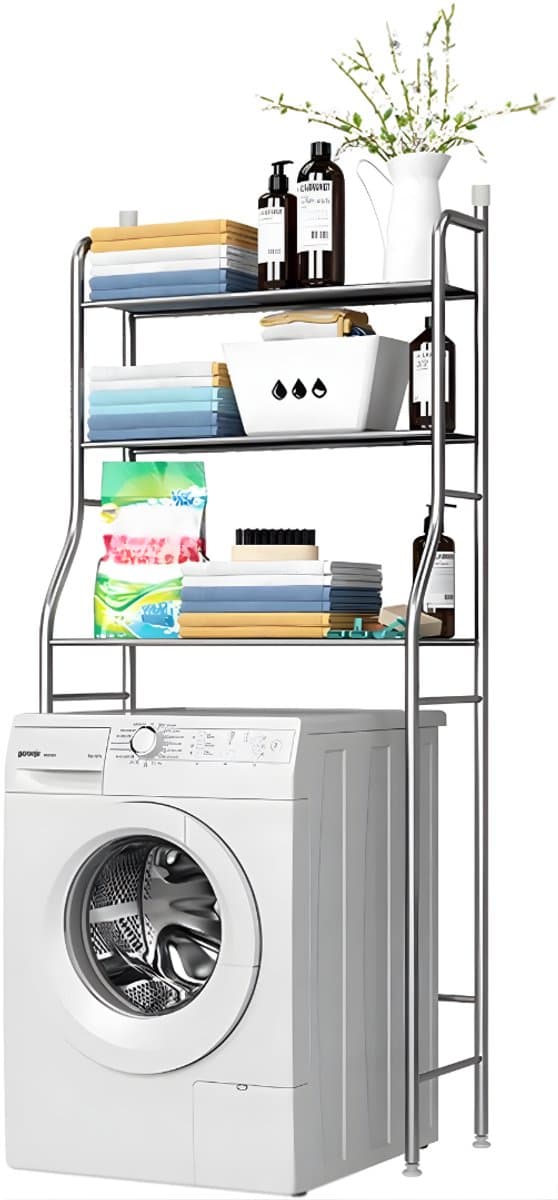 KAD® Wasmachine Ombouw - Wasmachine Kast - Wasmachine Meubel - Zilver - 25cm x 65cm x 160cm — afbeelding 1