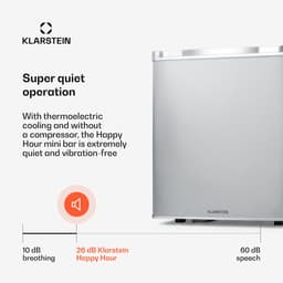 Klarstein minikoelkast voor op de kamer, minikoelkast voor drankjes, snacks en cosmetica, kleine minibar, kleine en stille koelkast, verstelbare planken, kleine Skincar koelkast 5-22°C, 38L — thumbnail 3