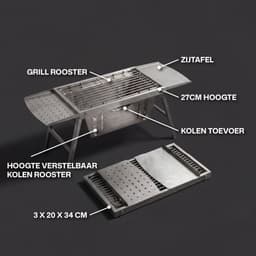 De Weele camping BBQ houtskool - kleine opvouwbare en draagbare mini barbecue - tafel BBQ / tafelbarbecue - tafelmodel — thumbnail 5
