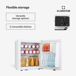Klarstein Minibar mini-koelkast voor kamers, mini-koelkast voor drankjes, snacks & cosmetica, kleine , koelkast klein & stil, flexibele schappen, kleine skincare koelkast 5-22°C, 38L - 26 dB - voor Kantoor - Compact Vrijstaand — thumbnail 3