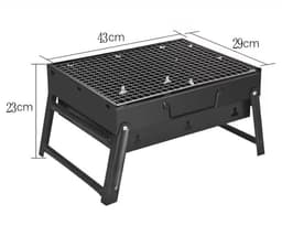 BBQ-grill - Houtskoolbarbecue - Draagbare BBQ-grill - Opvouwbare BBQ-grill - Buitenbarbecue - Houtskoolrek met lade - 43x22x29cm - Geschikt voor 3-5 personen - Met handvat - Geschikt voor picknicks, tuinen, terrassen, kamperen en reizen - Zwart — thumbnail 5