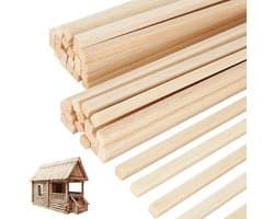 120 stuks 25 cm 3 mm vierkante balsahouten stokjes, houten strips en stokken in natuurlijke kleur voor knutselprojecten, ideaal voor creatieve DIY en ambachtelijke werkjes
