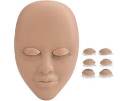 Oefenhoofd voor Wimperextensions met 3 Vervangbare Oogleden en Enkele Laag Wimpers voor Training
