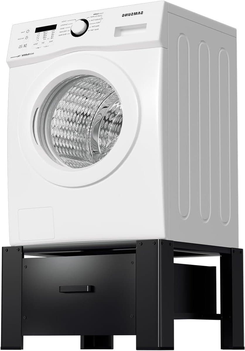 Wasmachine Onderstel - Verhoger Droger - Hygiënisch Werken - Met Opbergruimte - 62.5 x 54.5 x 32.5 cm - Zwart — afbeelding 1
