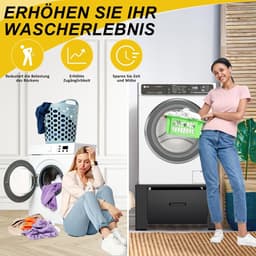 Wasmachine Onderstel - Verhoger Droger - Hygiënisch Werken - Met Opbergruimte - 62.5 x 54.5 x 32.5 cm - Zwart — thumbnail 3