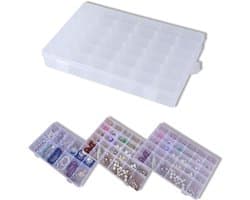 36 grid opbergdozen voor kralen, transparante kunststof bewaardozen, verstelbare opbergoplossing voor sieraden en knutselmaterialen, 10.8 x 6.8 x 1.6 inch