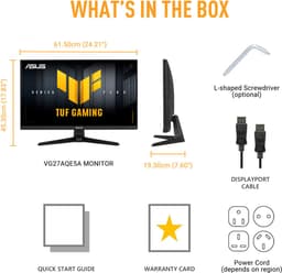 ASUS TUF Gaming VG27AQE5A - QHD Gaming Monitor - Stereo Speakers - 0.3ms - 165hz - 27 inch — thumbnail 3
