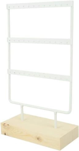 Sieradenopbergrek met 36 Gaten - Metaal Sieraden Display Stand voor Oorbellen en Kettingen met Houten Basis — thumbnail 3