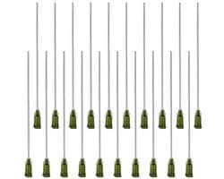 Pack van 20 Dosing Naalden 14G met Stomp Tip en Luer Lock, RVS Spuitnaald, 11.7 cm, Donkergroen, Voor Precisie Dosing van Vloeistoffen en Lijm