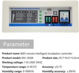 Digitale Regelaar - Thermostaat Vochtsensor - Incubator Controle - Automatische Aanpassing - 10x30x13 cm - Zwart — thumbnail 5